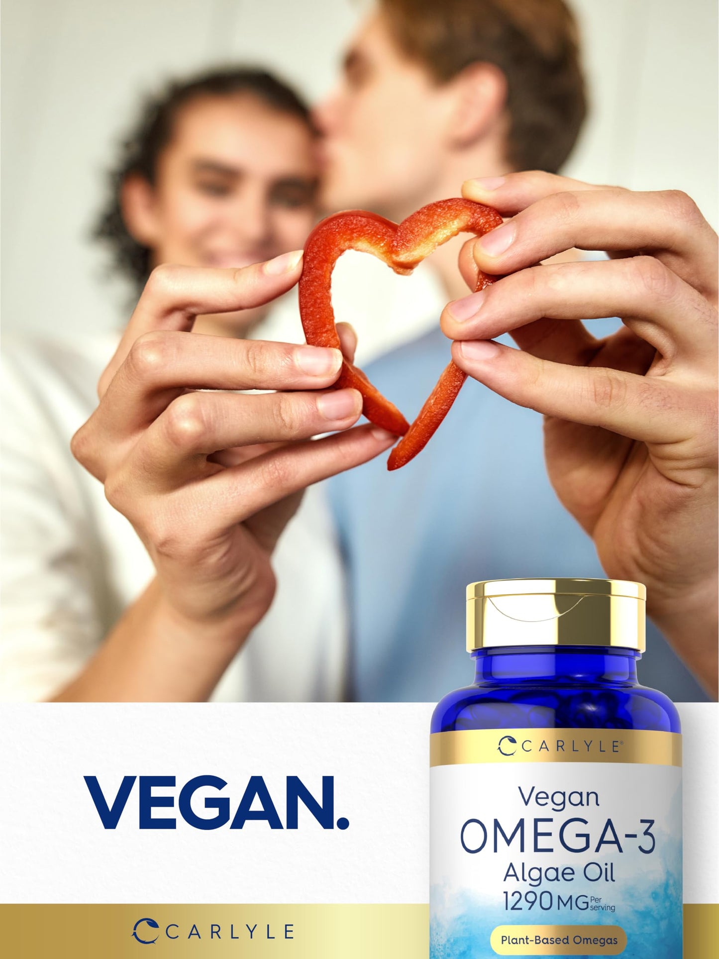 Carlyle Vegan Omega-3 Supplement – 1290 mg, 60 Softgels, Plant-Based from Algae Oil