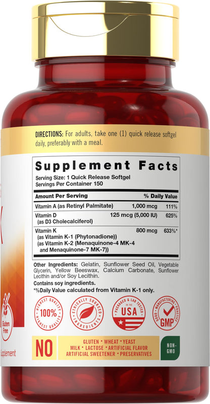 Carlyle Vitamin ADK 150 Softgels - Non-GMO Gluten Free Supplement