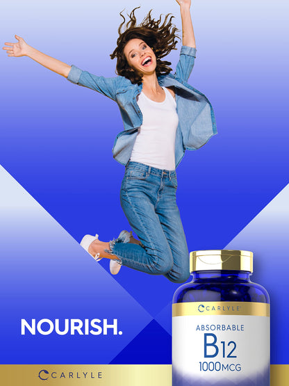 Carlyle Vitamin B12 1000 mcg Absorbable | 400 Softgels | Non-GMO, Gluten Free