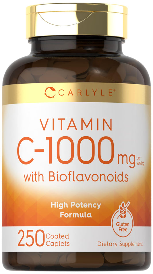 Carlyle Vitamin C 1000mg with Bioflavonoids | 250 Caplets | Vegetarian, Non-GMO, Gluten Free BritishVita | Premium UK Vitamins & Wellness Supplements