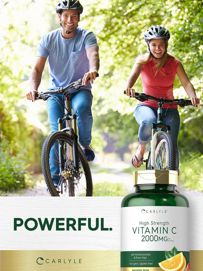 Carlyle Vitamin C 2000mg with Rose Hips – 150 Caplets | Vegetarian, Non-GMO, Gluten Free