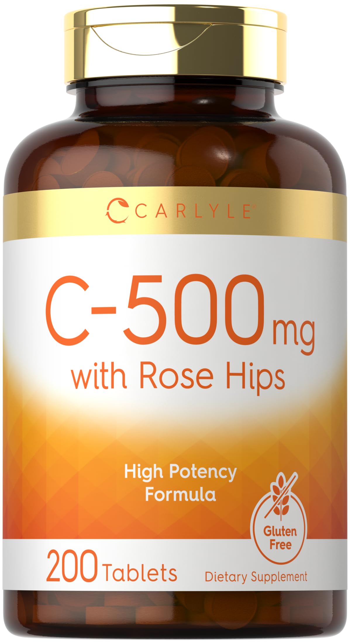 Carlyle Vitamin C 500mg with Rose Hips – 200 Tablets | Vegetarian, Non-GMO, Gluten Free