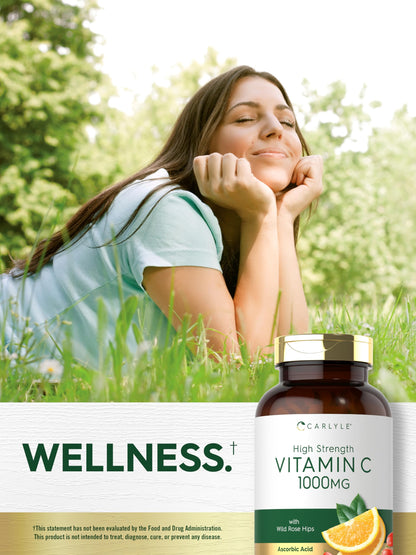 Carlyle Vitamin C 1000mg – 300 Vegetarian Caplets | High Strength, Non-GMO & Gluten Free