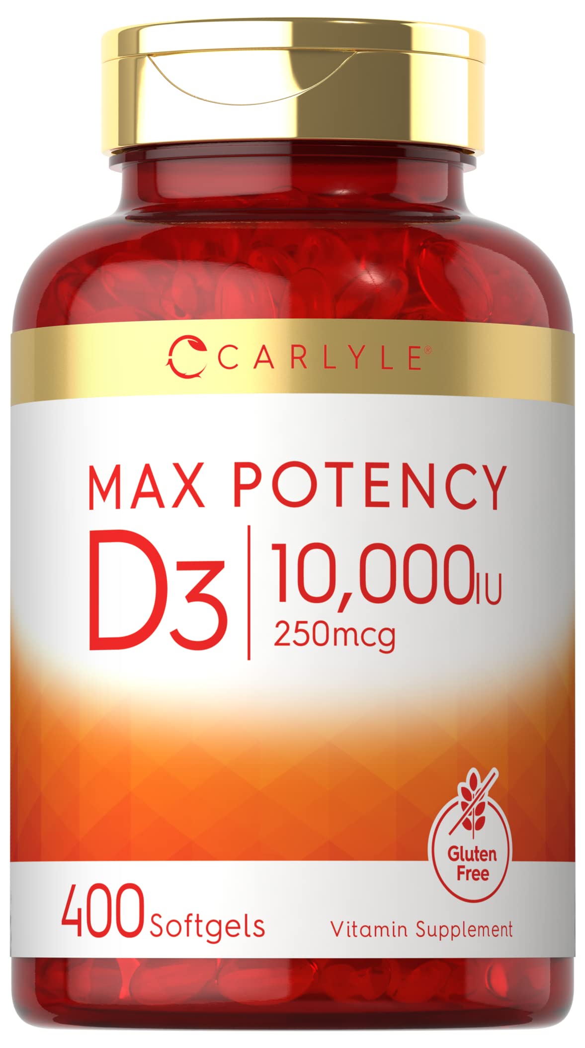 Carlyle Vitamin D 10,000 IU | 400 Softgels | Value Size | Max Potency | Non-GMO, Gluten Free