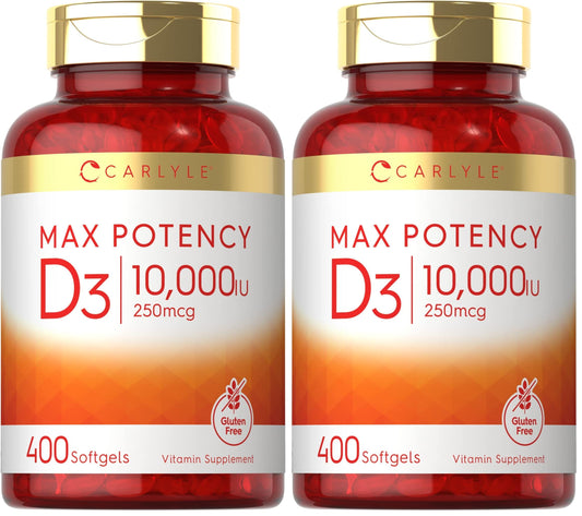 Carlyle Vitamin D3 10,000 IU – 400 Softgels (2-Pack) | Value Size, Max Potency | Non-GMO & Gluten Free BritishVita | Premium UK Vitamins & Wellness Supplements