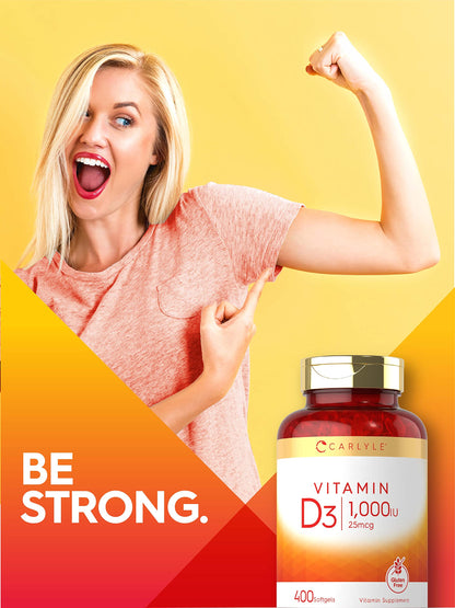 Carlyle Vitamin D3 1000IU - 400 Softgels | High Potency | Non-GMO & Gluten Free