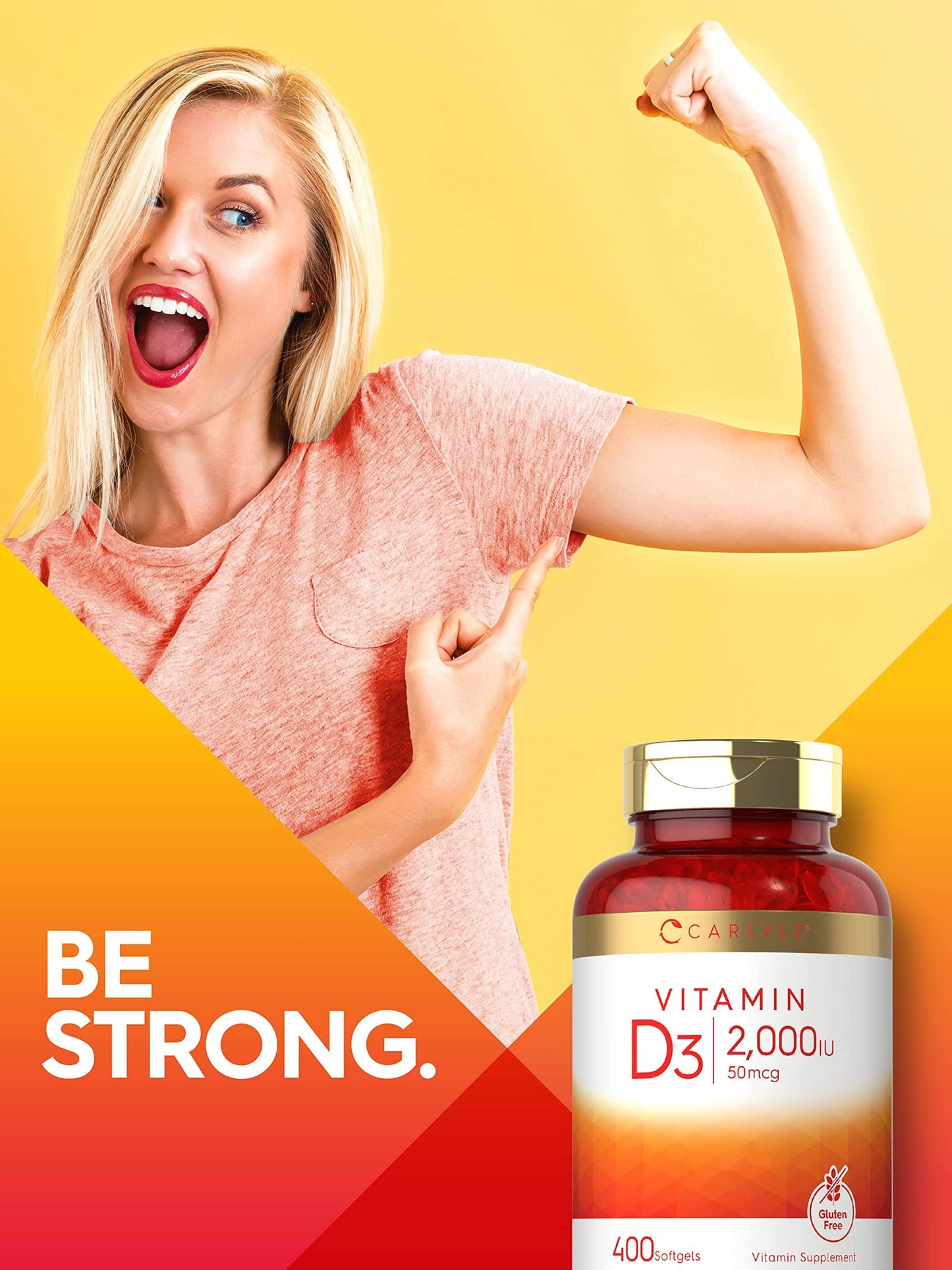 Carlyle Vitamin D3 2000IU Softgels - 400 Count | Non-GMO, Gluten Free | 50 mcg