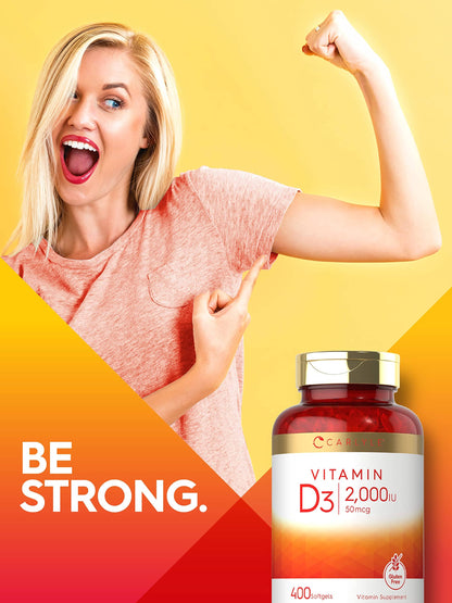 Carlyle Vitamin D3 2000IU Softgels - 400 Count | Non-GMO, Gluten Free | 50 mcg