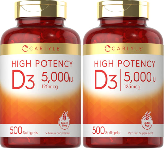Carlyle Vitamin D3 5000 IU Softgels – 125 mcg Value Size Pack of 2 – Non-GMO & Gluten Free BritishVita | Premium UK Vitamins & Wellness Supplements