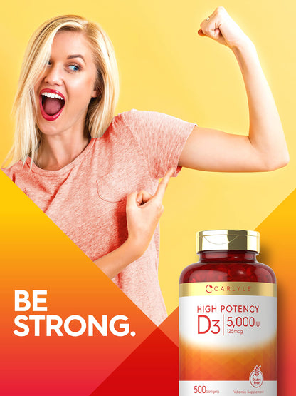 Carlyle Vitamin D3 5000 IU Softgels – 125 mcg Value Size Pack of 2 – Non-GMO & Gluten Free