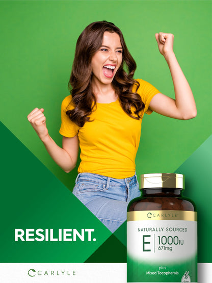 Carlyle Vitamin E 1000 IU Softgels – Mixed Tocopherols – 120 Pills | Non-GMO & Gluten Free