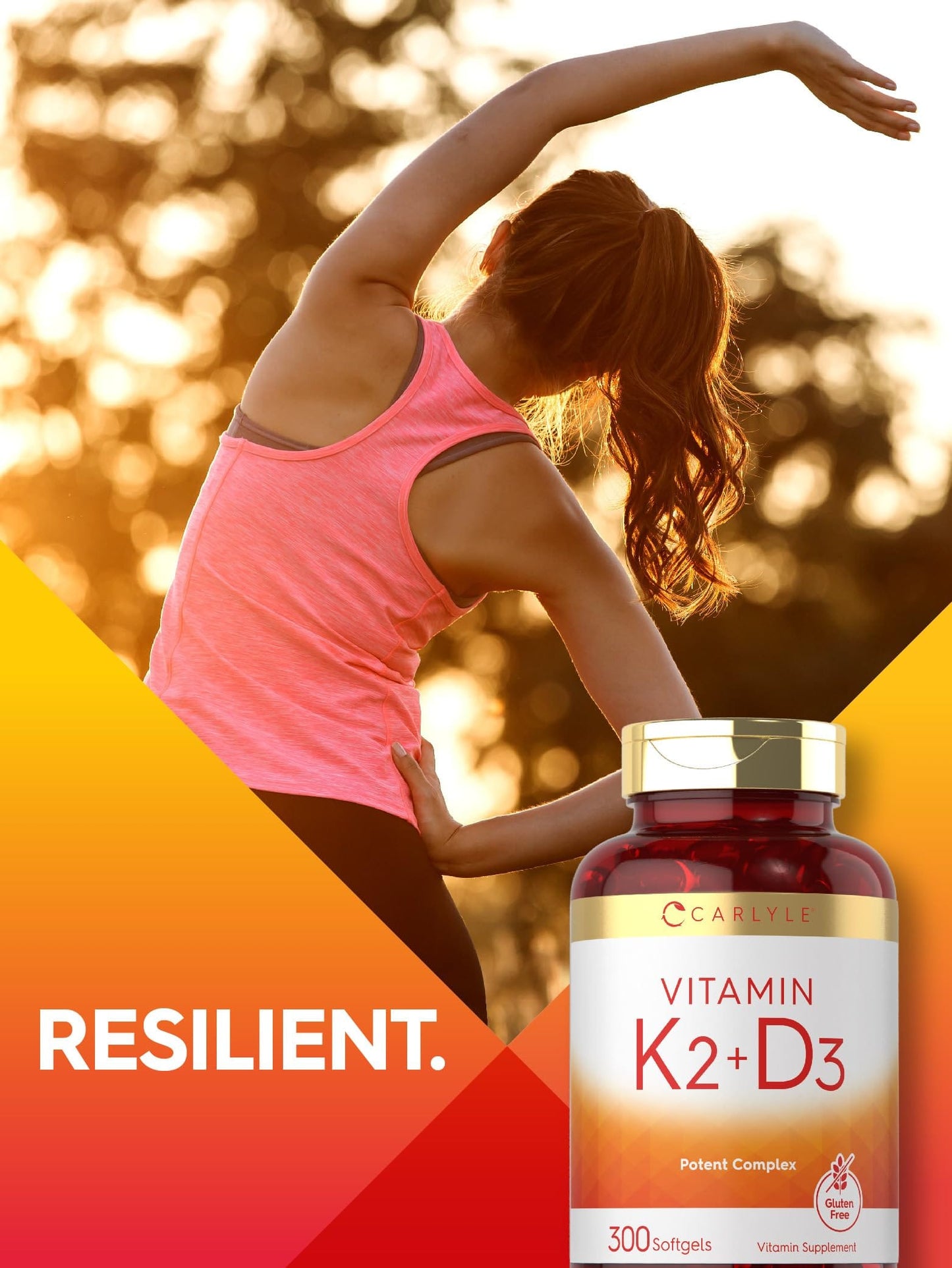 Carlyle Vitamin K2 D3 Supplement – 300 Softgels | 200 mcg K2 MK-7, 10,000 IU D3 | Non-GMO, Gluten Free