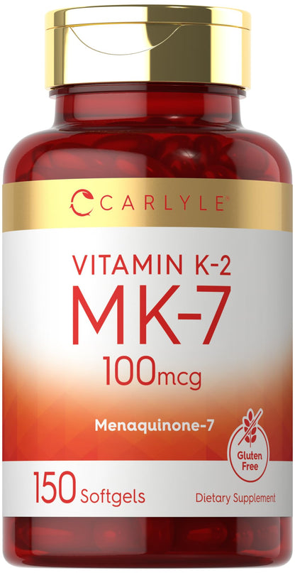 Carlyle Vitamin K2 MK7 100 mcg | 150 Softgels | Non-GMO, Gluten Free