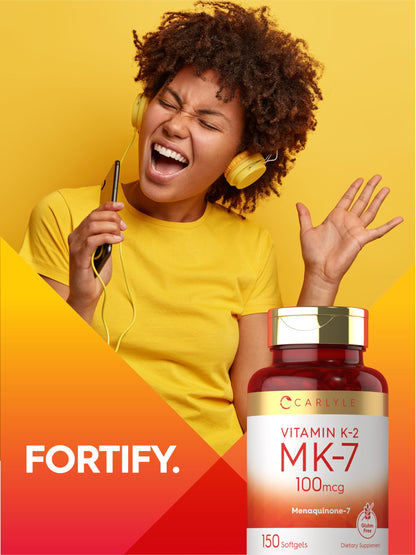 Carlyle Vitamin K2 MK7 100 mcg | 150 Softgels | Non-GMO, Gluten Free