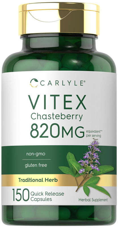 Carlyle Vitex Chasteberry 820mg – 150 Capsules | Non-GMO & Gluten Free