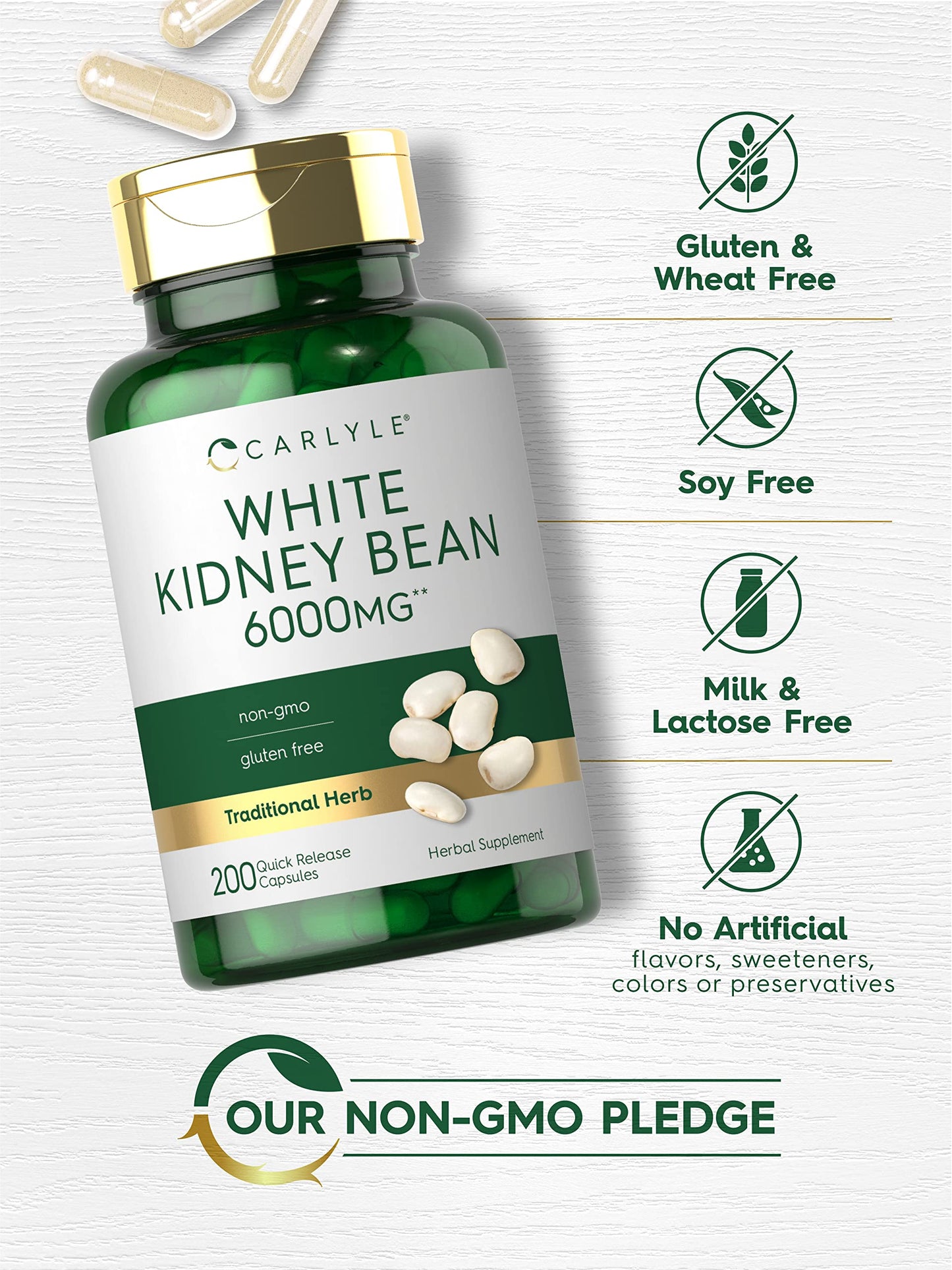 Carlyle White Kidney Bean | 6000mg | 200 Count | Non-GMO & Gluten Free Extract