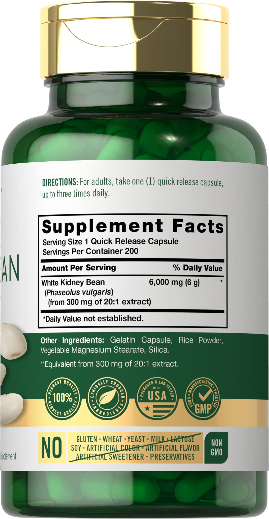 Carlyle White Kidney Bean | 6000mg | 200 Count | Non-GMO & Gluten Free Extract