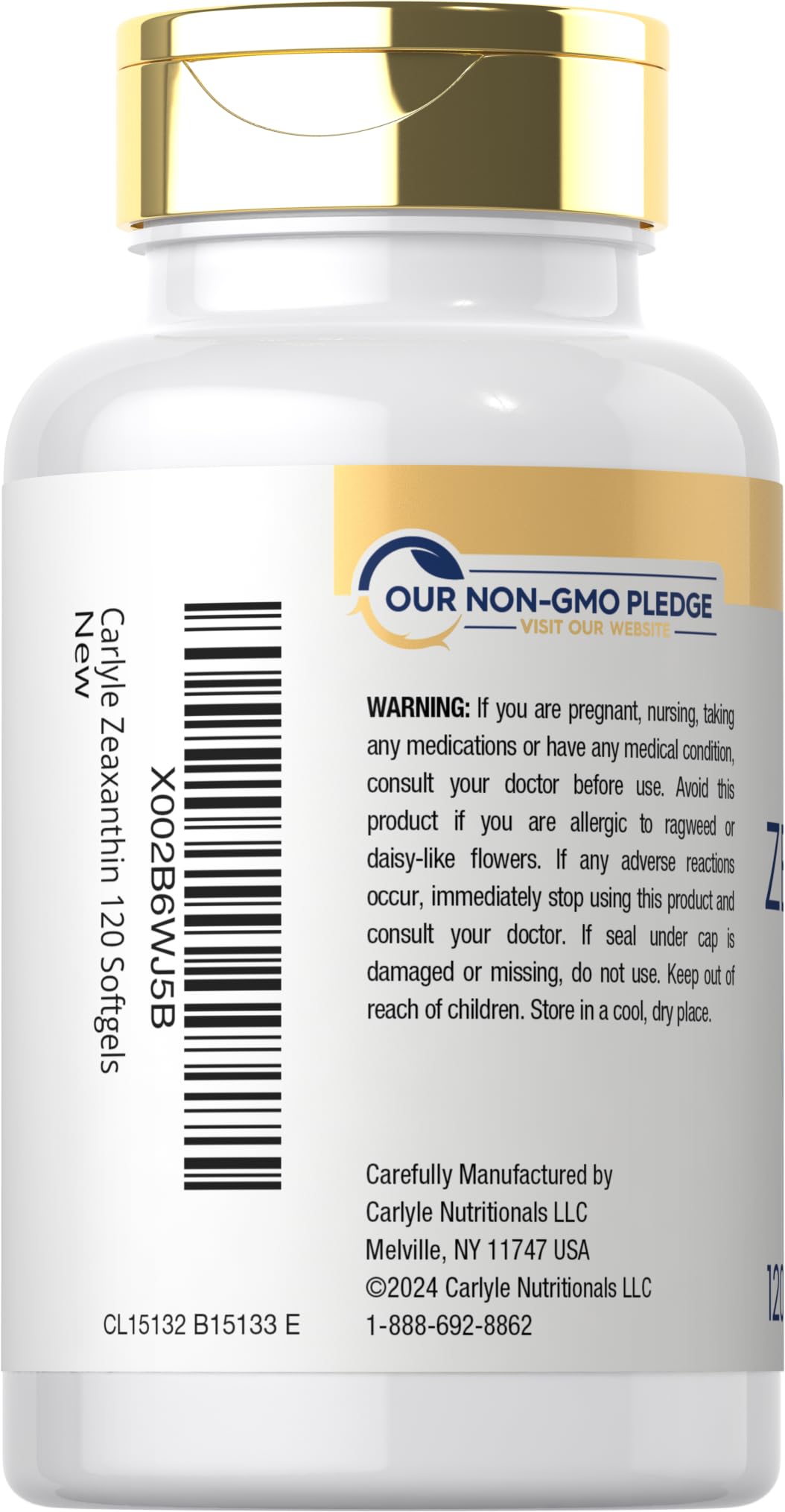 Carlyle Zeaxanthin 10mg | 120 Softgels – Eye Health with Lutein | Non-GMO, Gluten Free