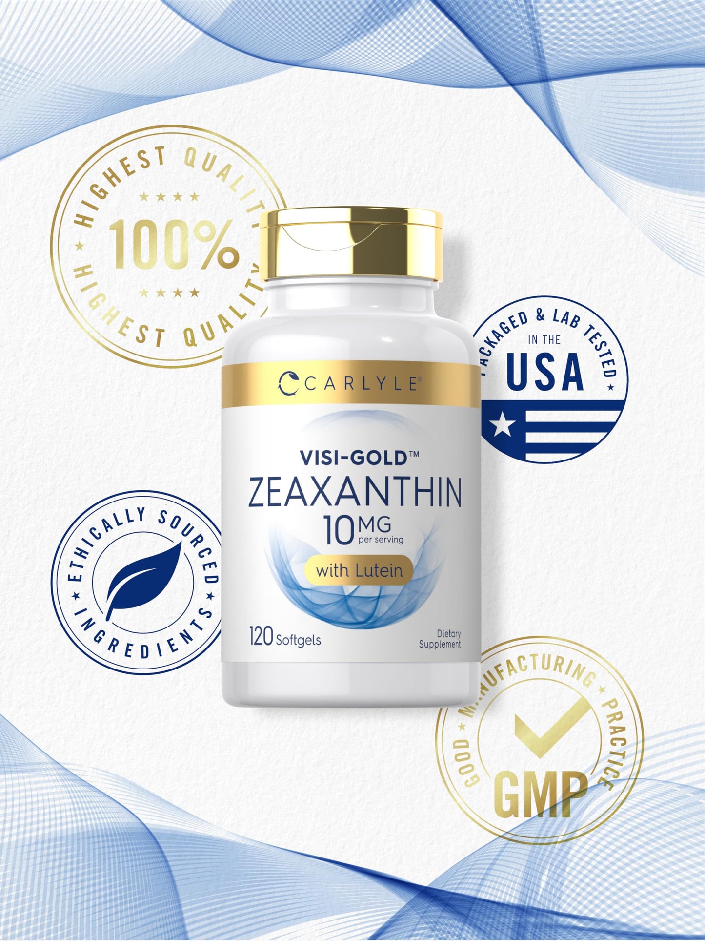 Carlyle Zeaxanthin 10mg | 120 Softgels – Eye Health with Lutein | Non-GMO, Gluten Free