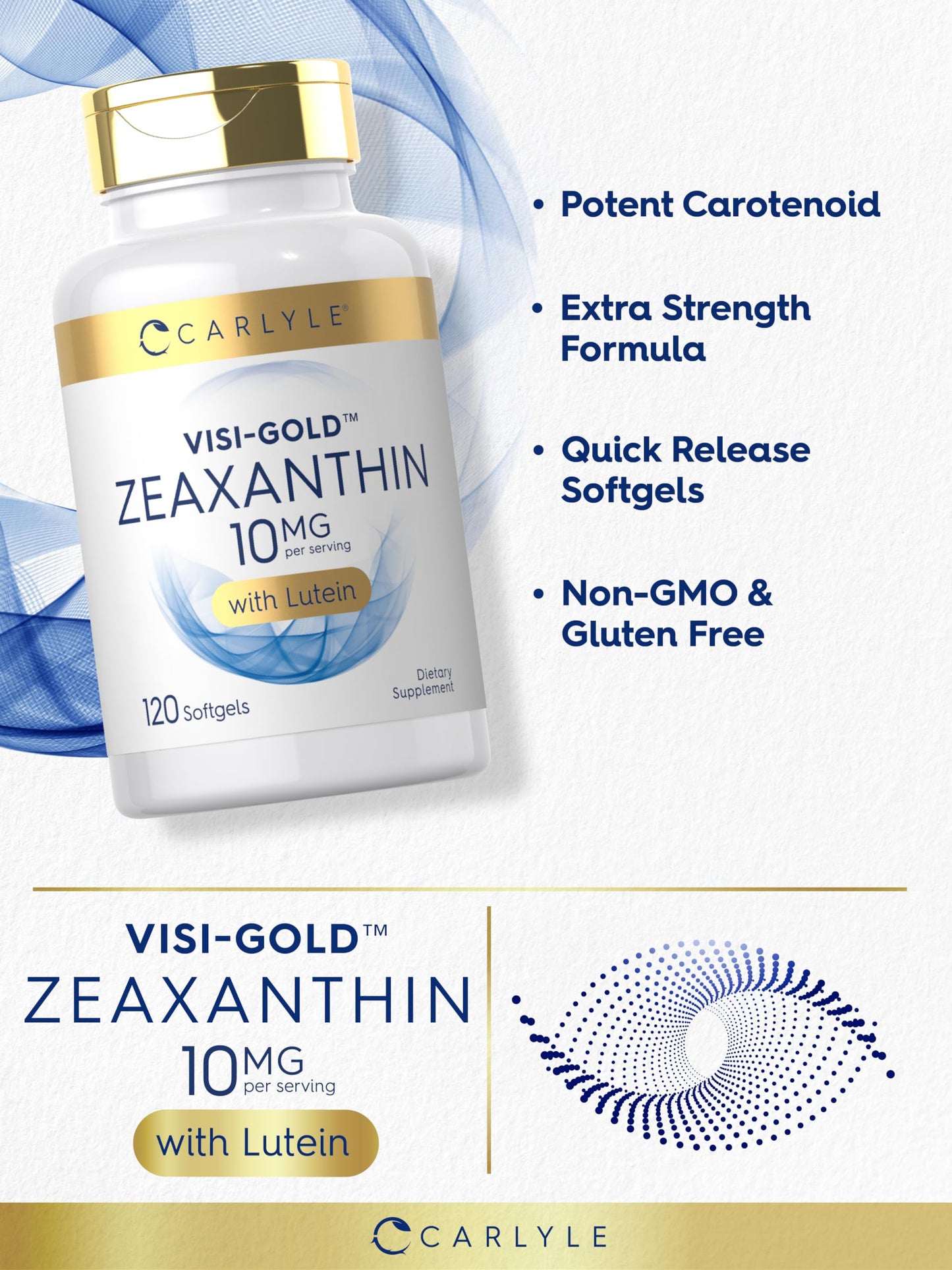 Carlyle Zeaxanthin 10mg | 120 Softgels – Eye Health with Lutein | Non-GMO, Gluten Free