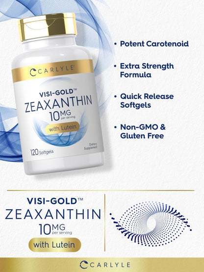 Carlyle Zeaxanthin 10mg | 120 Softgels – Eye Health with Lutein | Non-GMO, Gluten Free