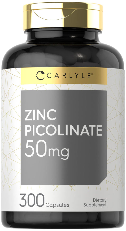 Carlyle Zinc Picolinate 50mg | 300 Capsules | Non-GMO and Gluten Free Supplement BritishVita | Premium UK Vitamins & Wellness Supplements