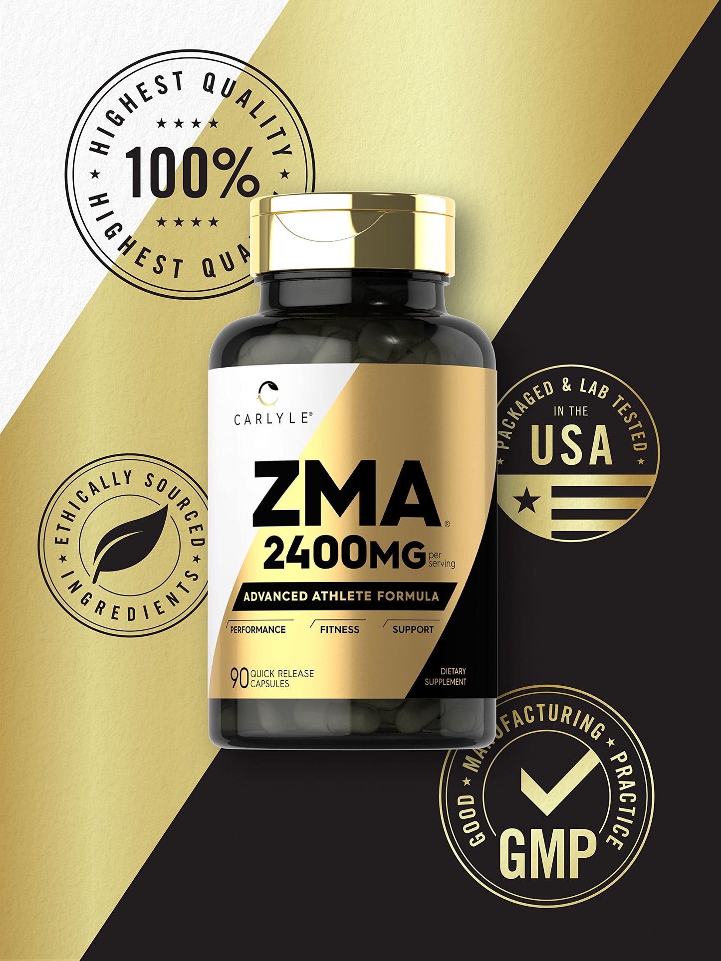 Carlyle ZMA 2400mg Supplement – Men & Women, 90 Count, Non-GMO