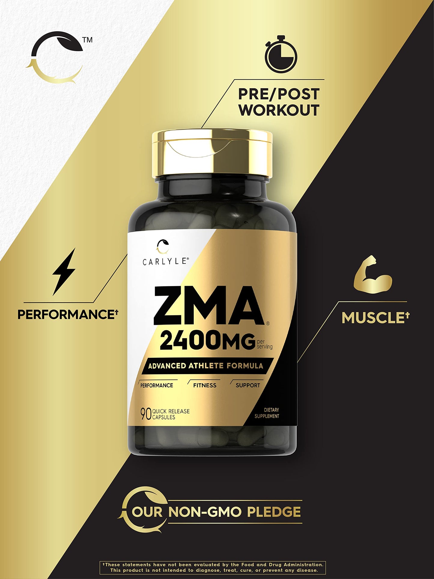 Carlyle ZMA 2400mg Supplement – Men & Women, 90 Count, Non-GMO