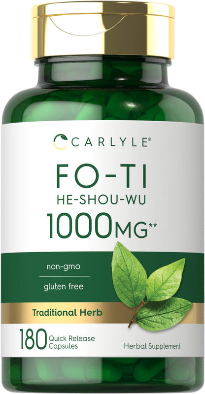 Carlyle Fo-Ti 1000mg – 180 Capsules | He-Shou-Wu Root | Traditional Herbal Supplement | Non-GMO & Gluten Free