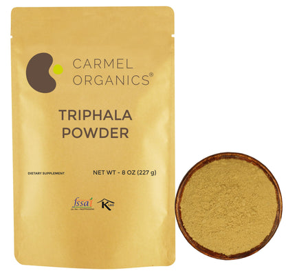 Carmel Organics Triphala Powder (8 oz) for Digestive Support - No Preservatives | Harad, Baheda & Amla