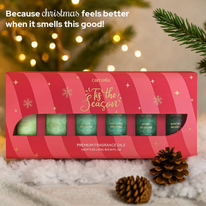 Carnatia Christmas Aroma Oil Set – 6 Cozy Scents for Diffusers, Relaxation & Holiday Gifting