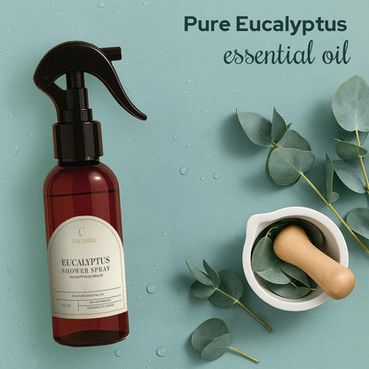 Carnatia Eucalyptus Shower Spray – Aromatherapy Essential Oil Mist for Showers | Spa-Like Refreshing Steam Experience | 4 fl oz Trigger Pump Spray for Clarity & Calm