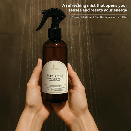 Carnatia Eucalyptus Shower Spray – Aromatherapy Essential Oil Mist for Showers | Spa-Like Refreshing Steam Experience | 4 fl oz Trigger Pump Spray for Clarity & Calm