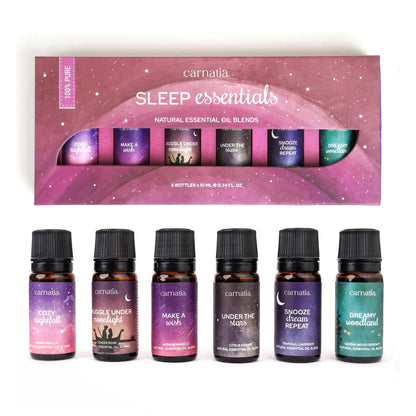 Carnatia Sleep Essentials Essential Oil Set - 6 Calming Blends for Deep Sleep & Relaxation