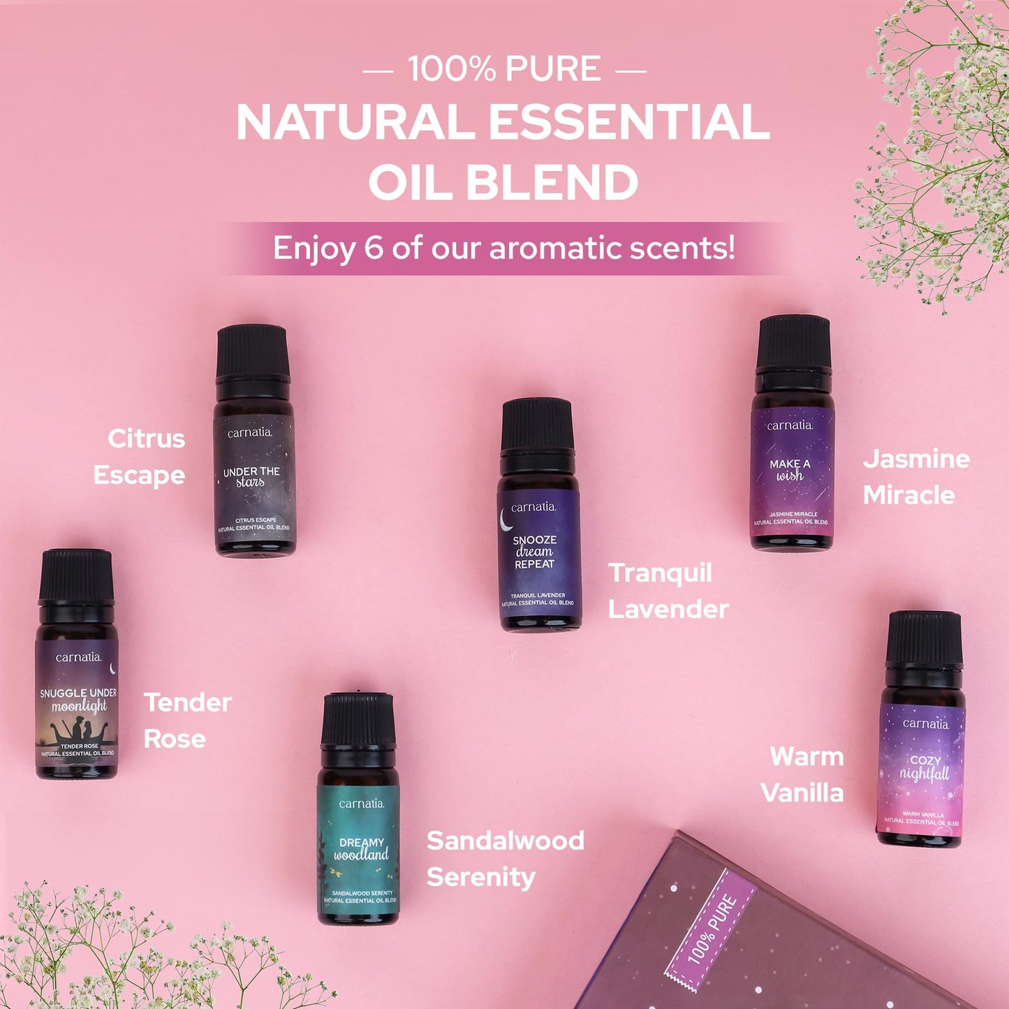 Carnatia Sleep Essentials Essential Oil Set - 6 Calming Blends for Deep Sleep & Relaxation