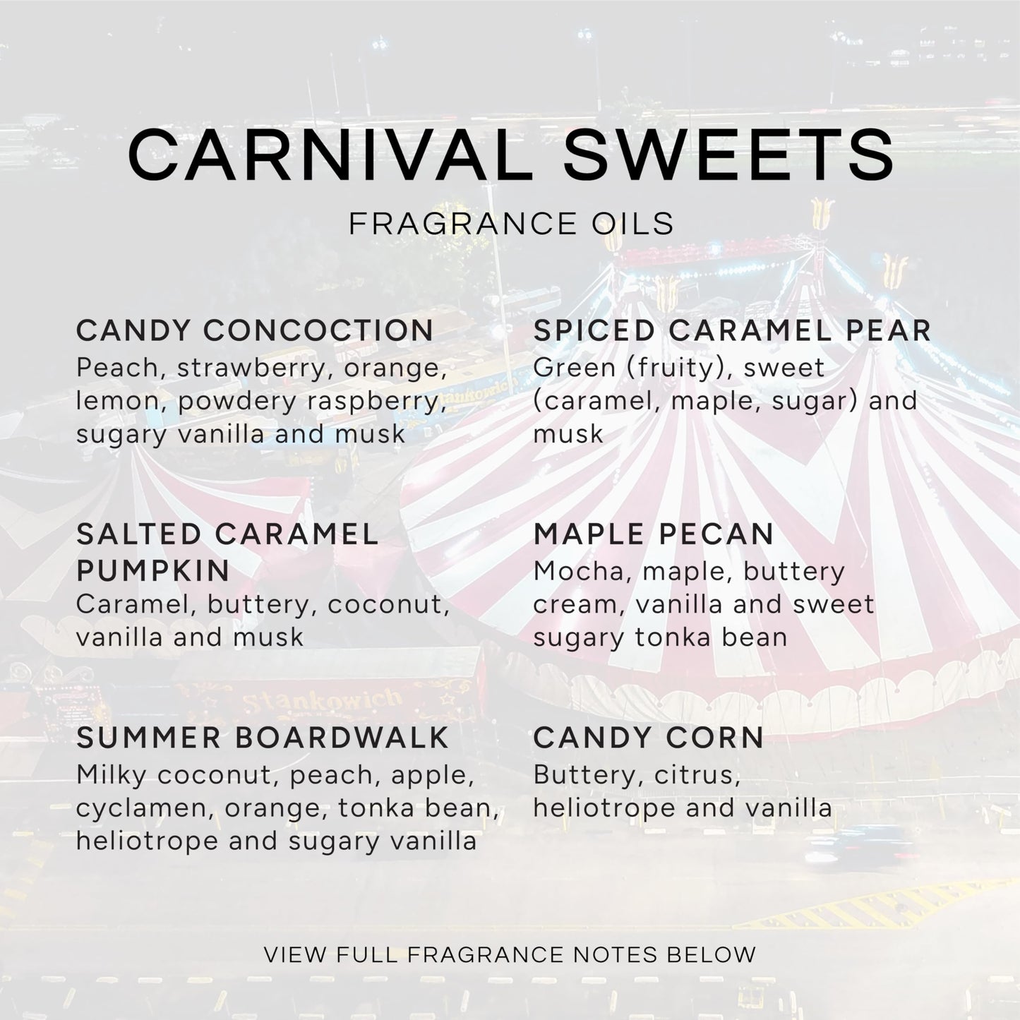 Carnival Sweets Set of 6 Premium Fragrance Oils (10ml) – Candy Corn, Salted Caramel Pumpkin, Candy Concoction, Summer Boardwalk, Spiced Caramel Pear, Maple Pecan | Eternal Essence Oils