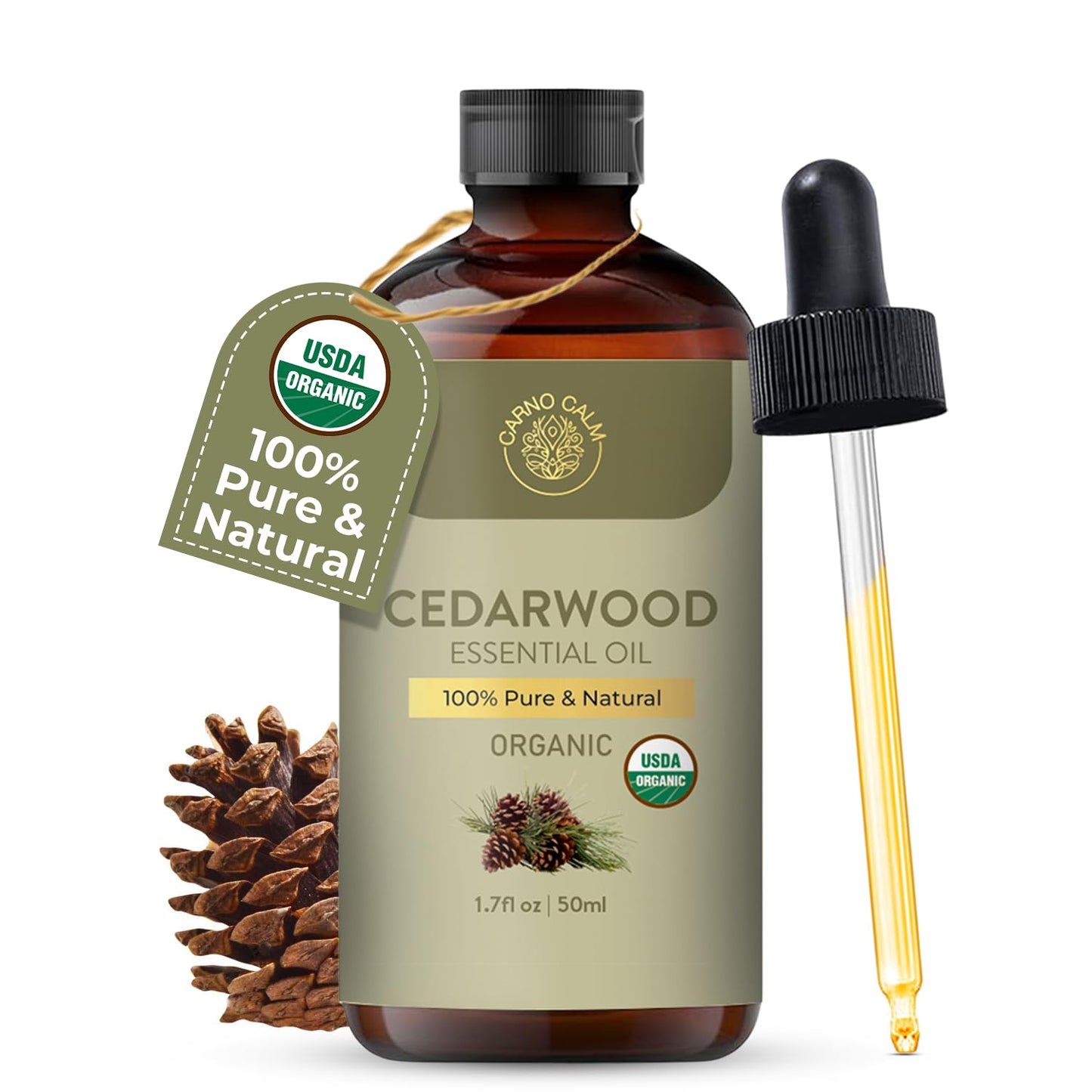 Carno Calm Cedarwood Essential Oil 50ml – 100% Pure & Natural