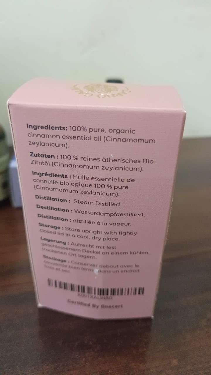 Carno Calm Cinnamon Essential Oil | USDA Certified Organic Cinnamon Oil for Skin, Hair & Aromatherapy | 1.7 fl oz