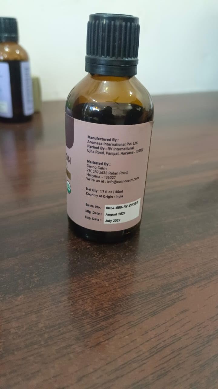 Carno Calm Cinnamon Essential Oil | USDA Certified Organic Cinnamon Oil for Skin, Hair & Aromatherapy | 1.7 fl oz