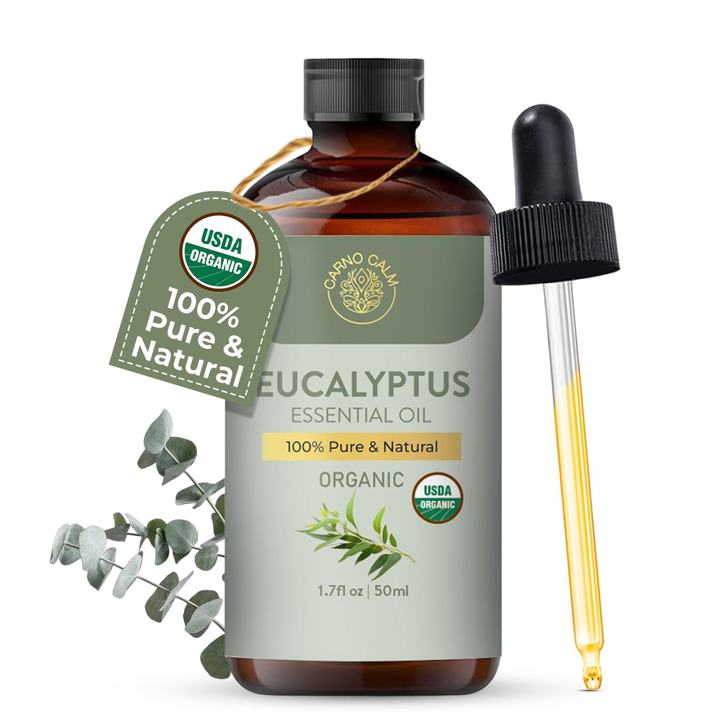Carno Calm Eucalyptus Essential Oil – USDA Organic, 1.7 fl oz
