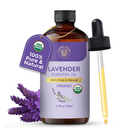 Carno Calm Lavender Essential Oil Pure – USDA Organic | 1.7 fl oz | Diffuser, Skin, Hair & Massage