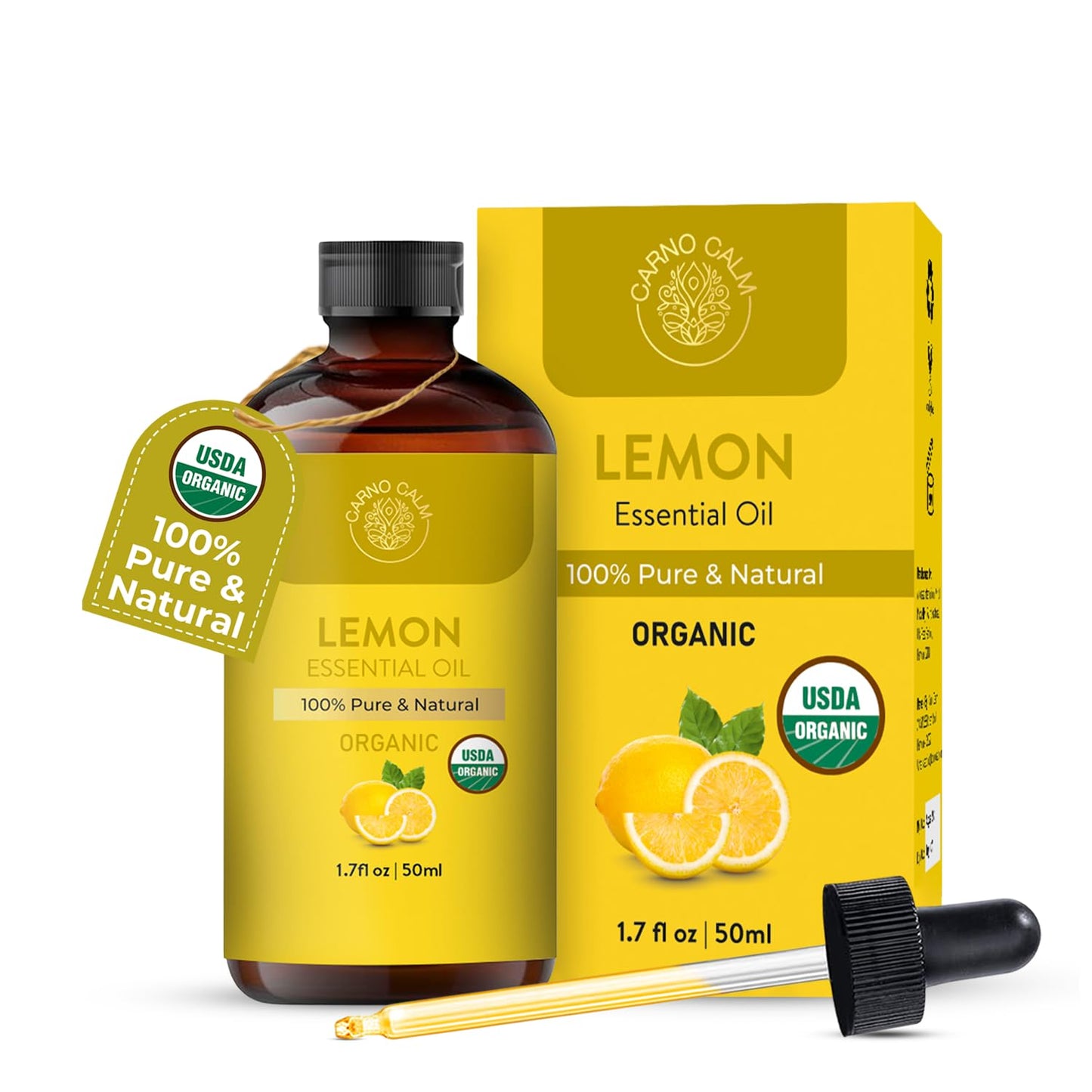 Carno Calm Lemon Essential Oil – USDA Organic, 1.7 fl oz | Aromatherapy