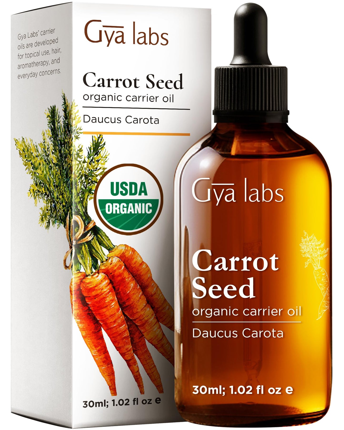 Gya Labs Carrot Seed Carrier Oil – 1 Fl Oz for Hair, Skin, Face & Body Massage