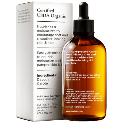 Gya Labs Carrot Seed Carrier Oil – 1 Fl Oz for Hair, Skin, Face & Body Massage