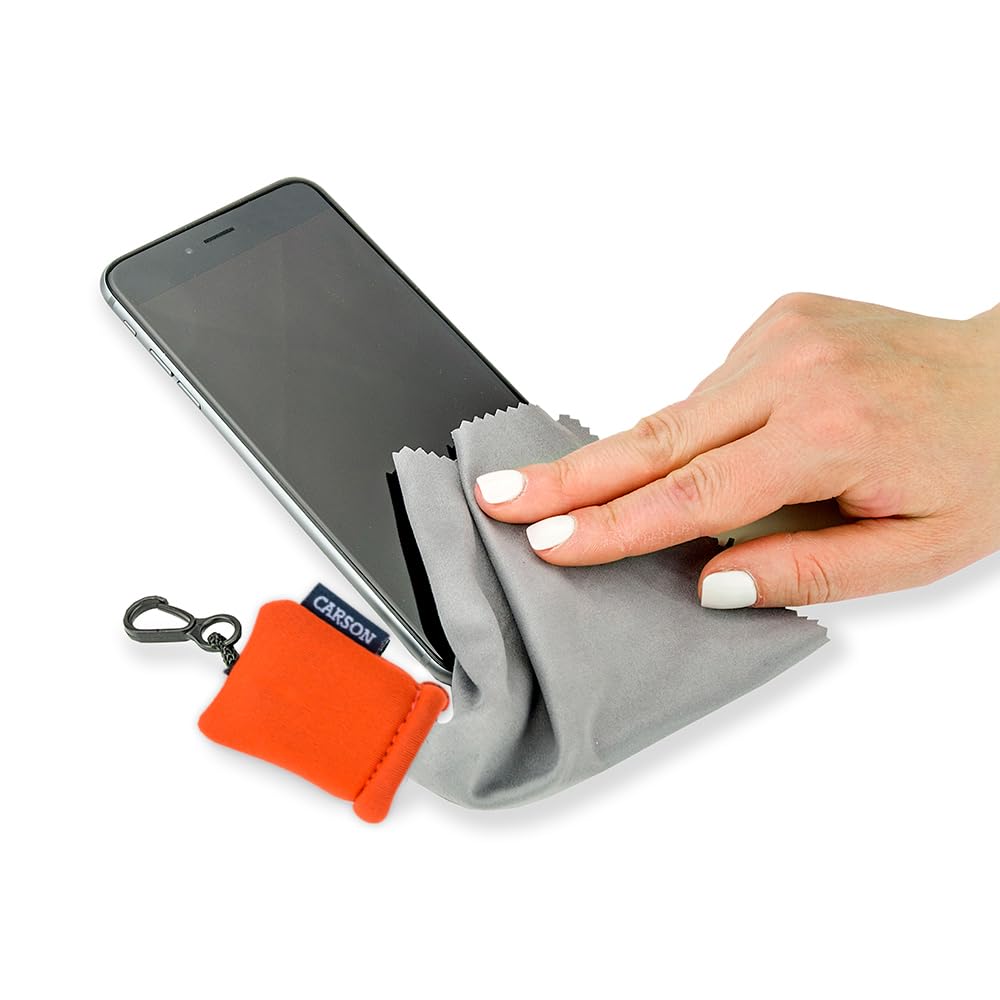Carson Stuff-It Microfiber Lens Cloth Cleaning System – Orange, 6.25 in x 6.25 in (SN-40OR)