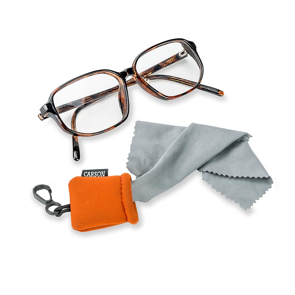 Carson Stuff-It Microfiber Lens Cloth Cleaning System – Orange, 6.25 in x 6.25 in (SN-40OR)