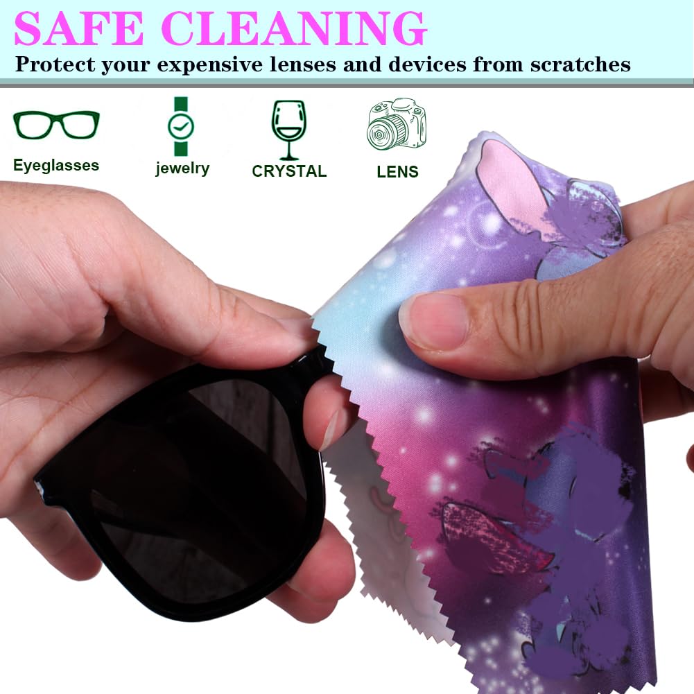 12-Pack Cartoon Colors Microfiber Cleaning Cloths for Glasses, Lenses, Phones & Screens – 7.08 x 5.10 in