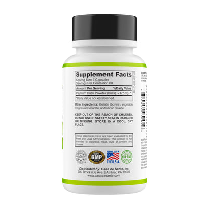 Casa de Sante Psyllium Husk Powder – Organic, Non-GMO, Low FODMAP Fiber