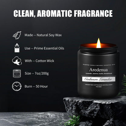 Cashmere Lavender Candle - 7oz Soy Candle for Home Scent & Aromatherapy | 50 Hour Burn Time