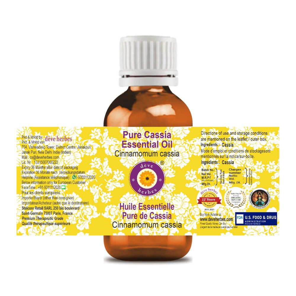 deve Herbes Cassia Essential Oil – Pure, Steam Distilled, 30ml (1 oz)